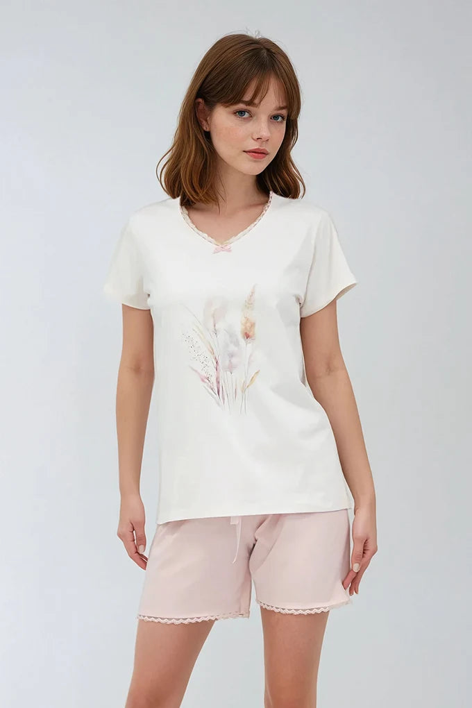 Pijama estampado manga curta senhora