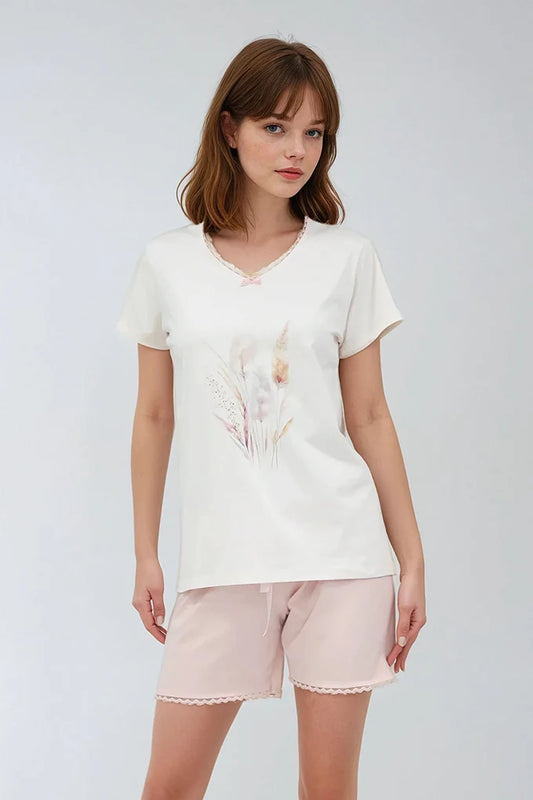 Pijama estampado manga curta senhora